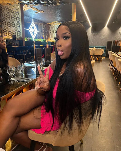 40 Inch Bone Straight Human Hair Wig Brazilian Lace Front Wig