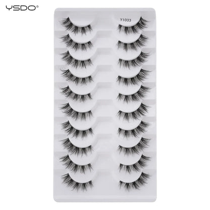YSDO 5/10 Pairs Natural Soft Black Half Lashes