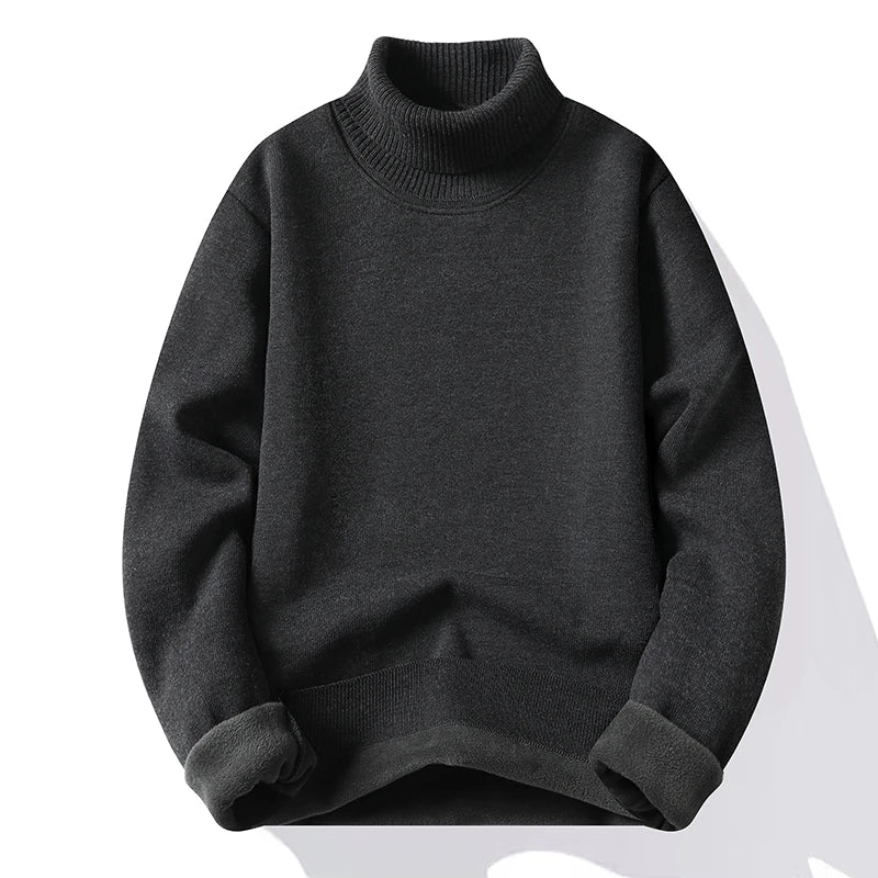 Mens Knitted Turtleneck Sweater Slim Fit Casual