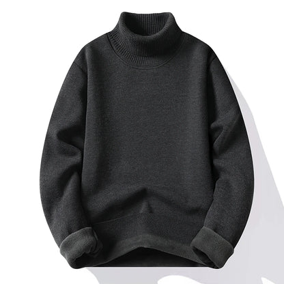 Mens Knitted Turtleneck Sweater Slim Fit Casual