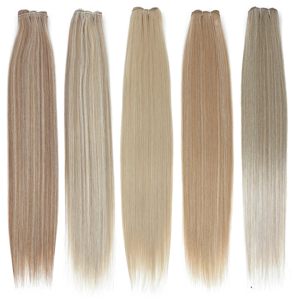 30 Inch Bone Straight Synthetic Hair Bundles Piano Blonde Ombre