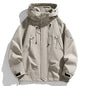 Men's Waterproof Hooded Jacket Cargo Black Softshell