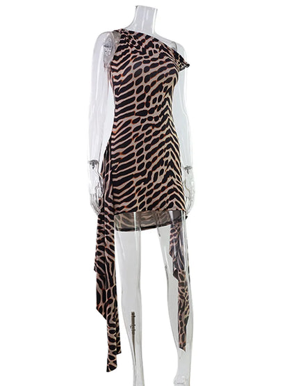 CNYISHE Print Slash Neck Sheath Dress for Women