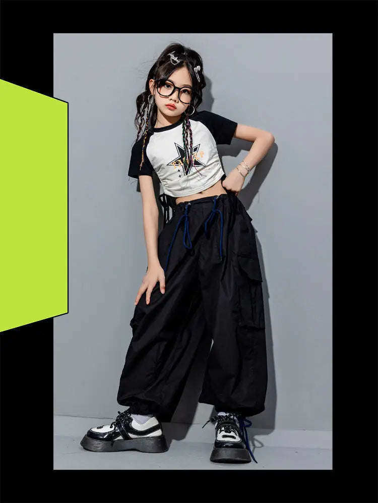 Girls Loose Cargo Pants with Belt for Daily Wear