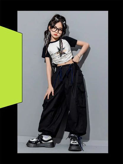 Girls Loose Cargo Pants with Belt for Daily Wear