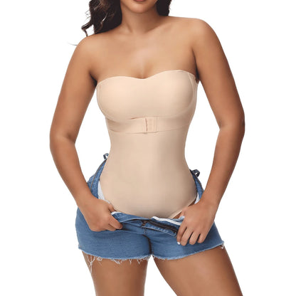 Strapless Bodysuit Tummy Control Shapewear Black S-4XL