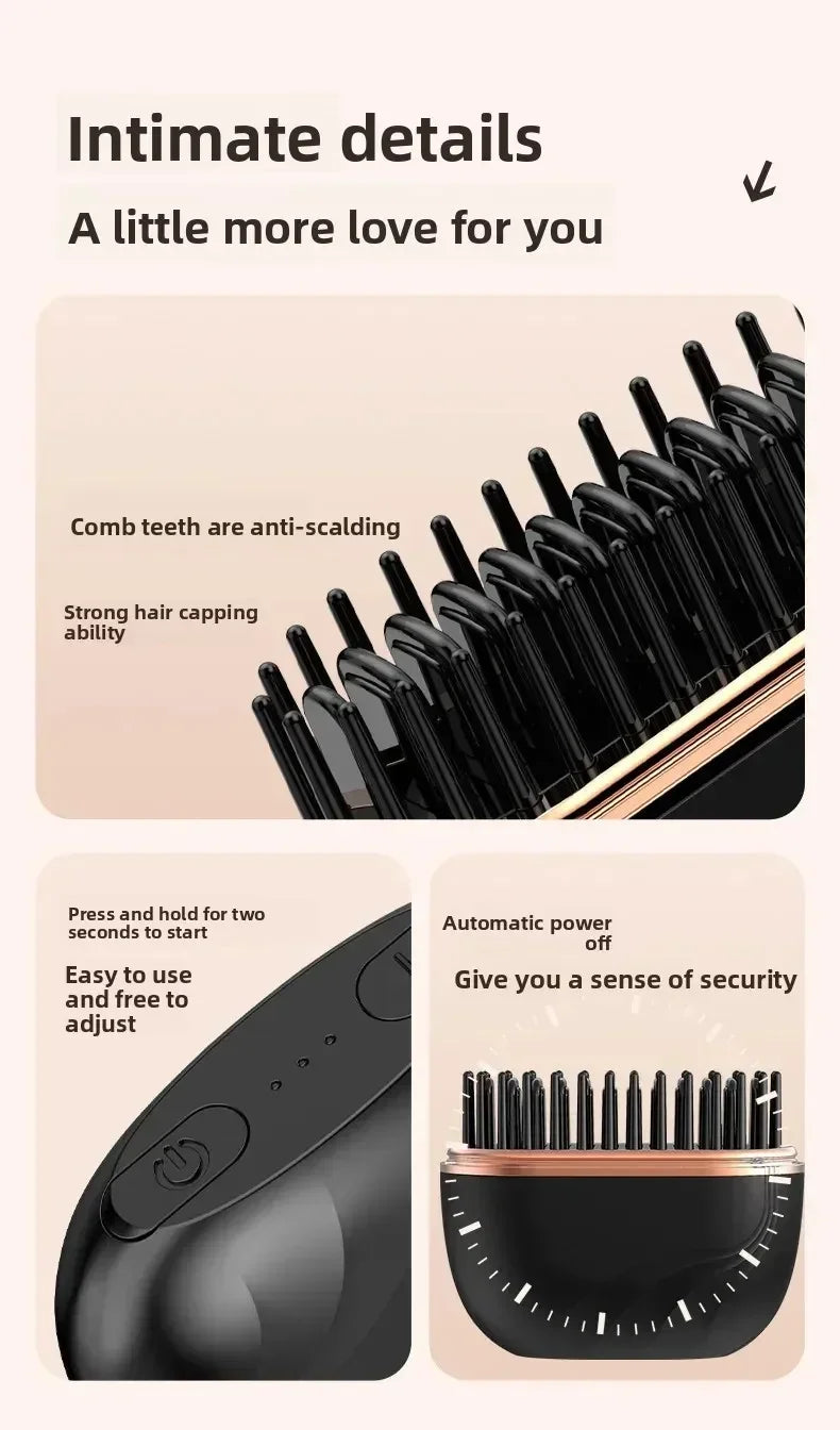 Mini Rechargeable Hair Straightener Brush Portable