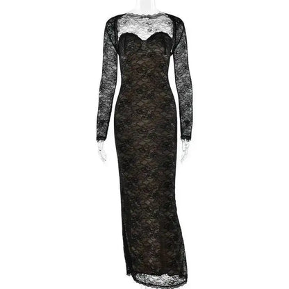 Lace Slim Bodycon Maxi Dress for Women