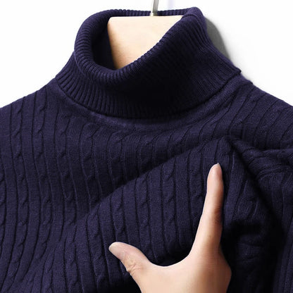 Men's Ribbed Turtleneck Sweater Casual Long Sleeve