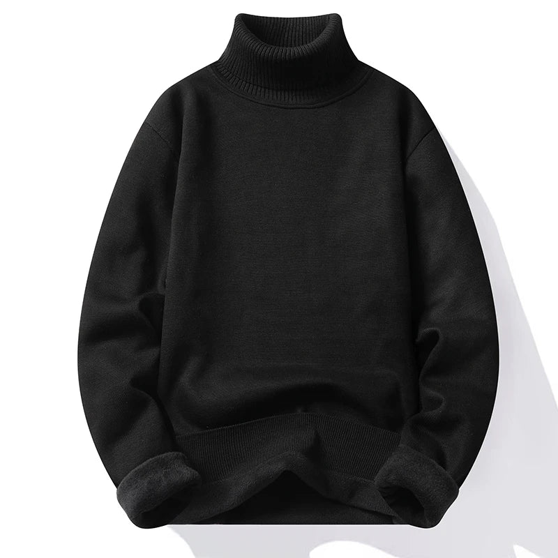 Mens Knitted Turtleneck Sweater Slim Fit Casual