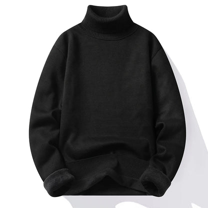 Mens Knitted Turtleneck Sweater Slim Fit Casual