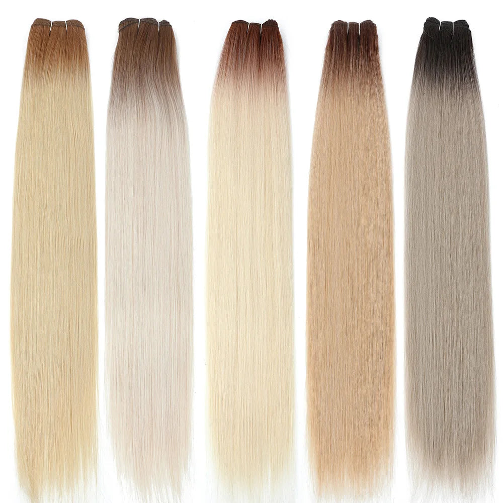 30 Inch Bone Straight Synthetic Hair Bundles Piano Blonde Ombre