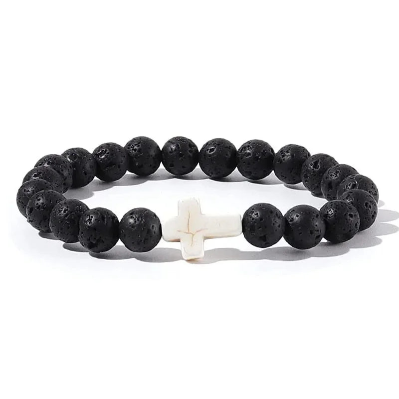 Natural Stone Wood Beads Rosary Bracelet for Meditation
