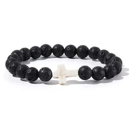 Natural Stone Wood Beads Rosary Bracelet for Meditation