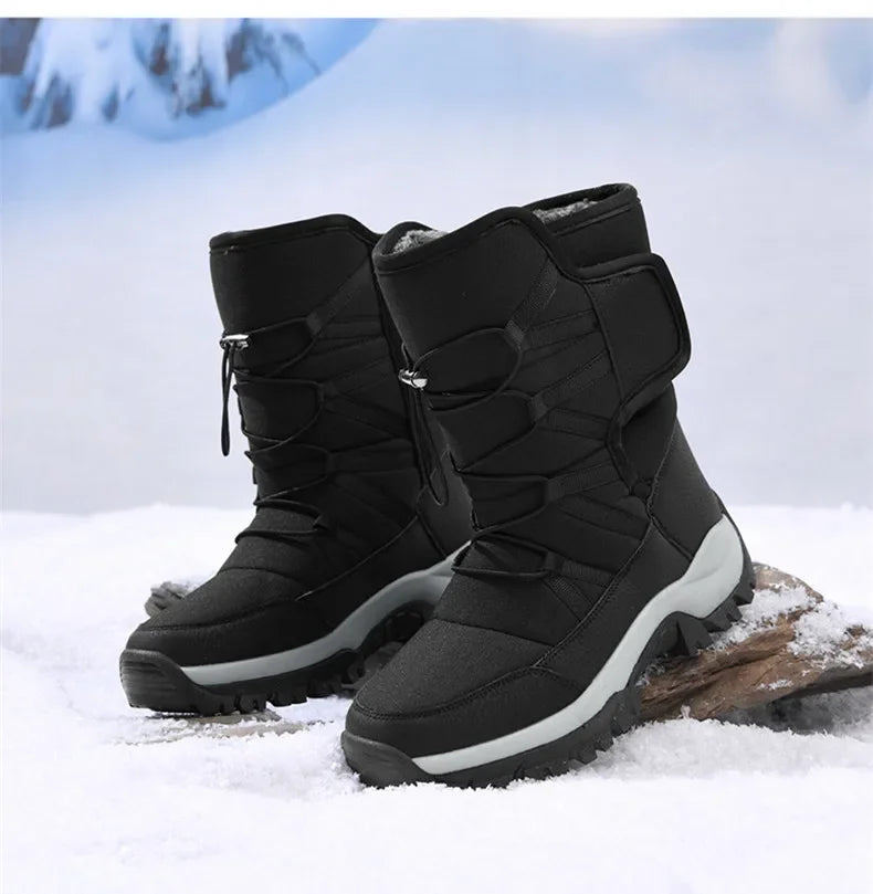 Men's Winter Ankle Boots Waterproof Plush Hiking Shoes