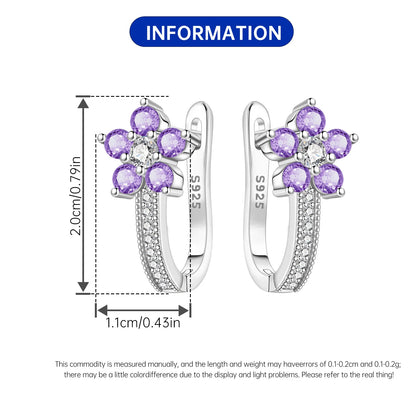S925 Sterling Silver Iris Flower Hoop Earrings for Women
