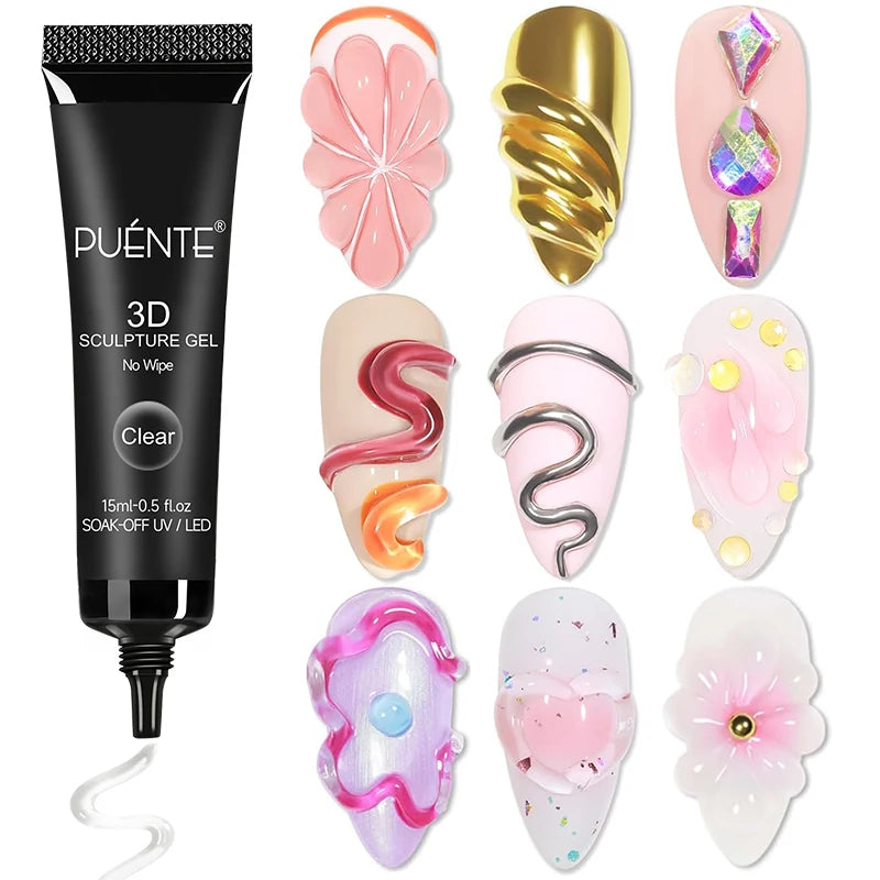 Clear 3D No Wipe Sculpture Gel Nail Polish 15ML