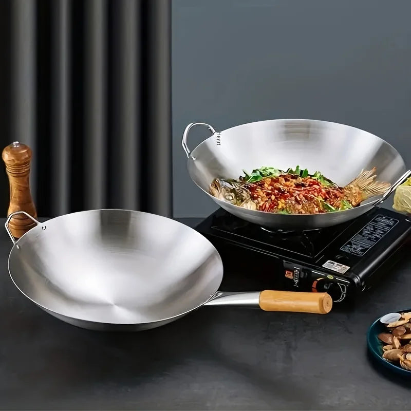 Large Stainless Steel Wok with Dual Handles 30cm