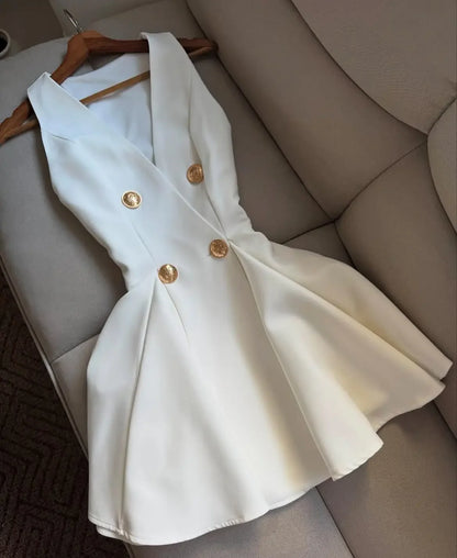 Elegant Deep V-neck Satin Mini Dress for Women