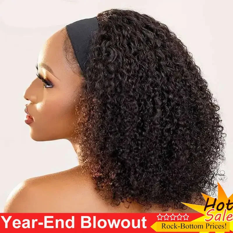 Afro Kinky Curly Wig with Headband 200% Density