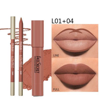 Matte Lipliner and Lipstick Set Waterproof Long Lasting