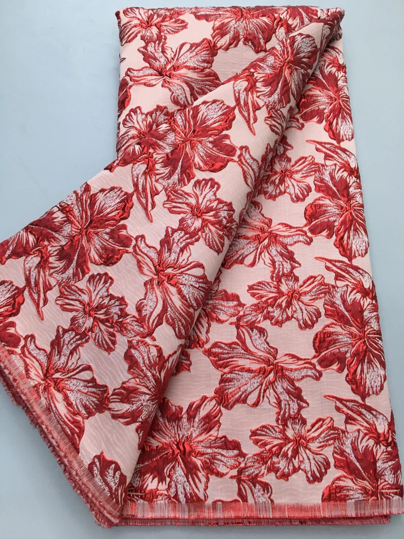 Nigerian Jacquard Brocade Lace Fabric 5 Yards
