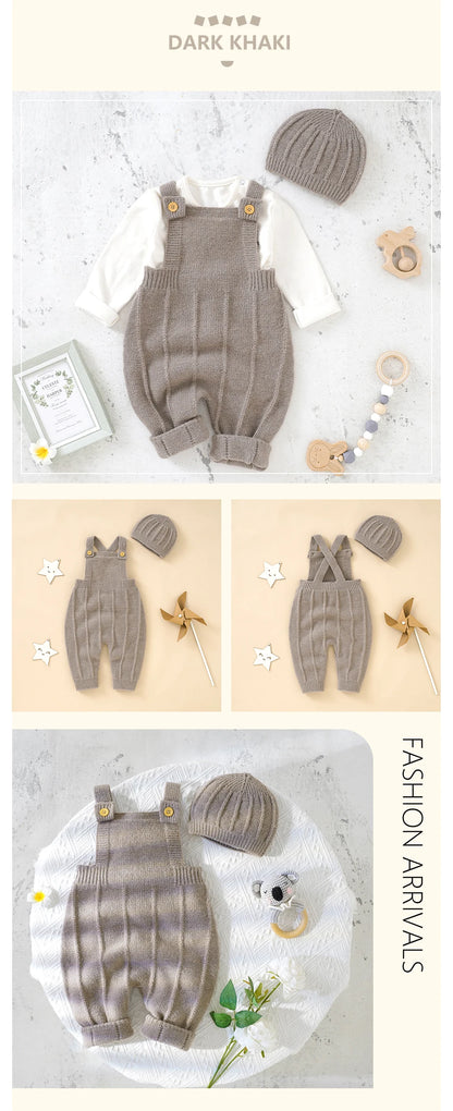 Sleeveless Knitted Baby Romper Set for Newborns