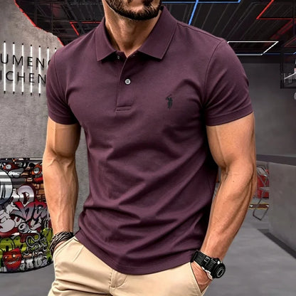 Men's Short Sleeve Polo Shirt Cotton Embroidery Casual