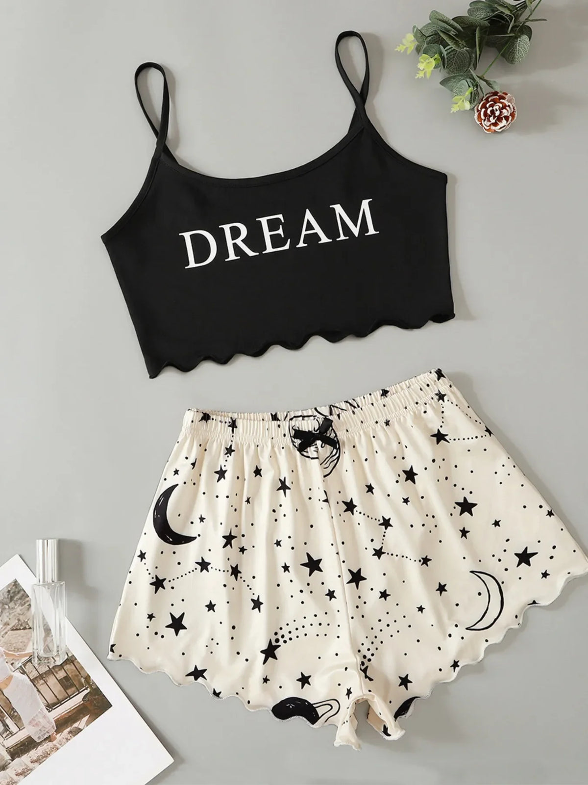 Women's Summer Pajamas Set Sleeveless Crop Top and Shorts