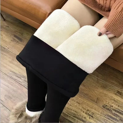 Women High Waist Thermal Fleece Leggings Casual Pants