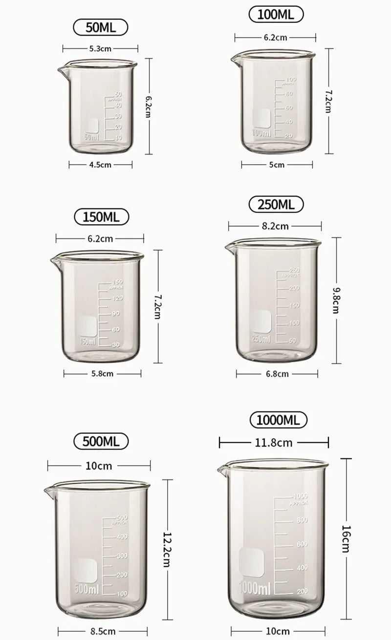 Glass Measuring Cup With Handle Heat-resistant 50-1000ml