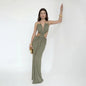 Backless Halter Dress for Women in Solid Polyester