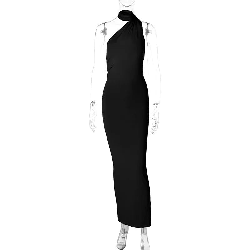 Hugcitar One Shoulder Backless Maxi Dress Women