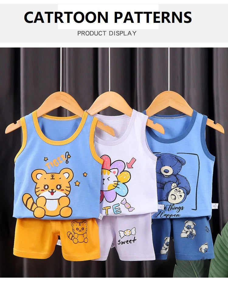 Children's Cotton Vest Set with Shorts for Summer