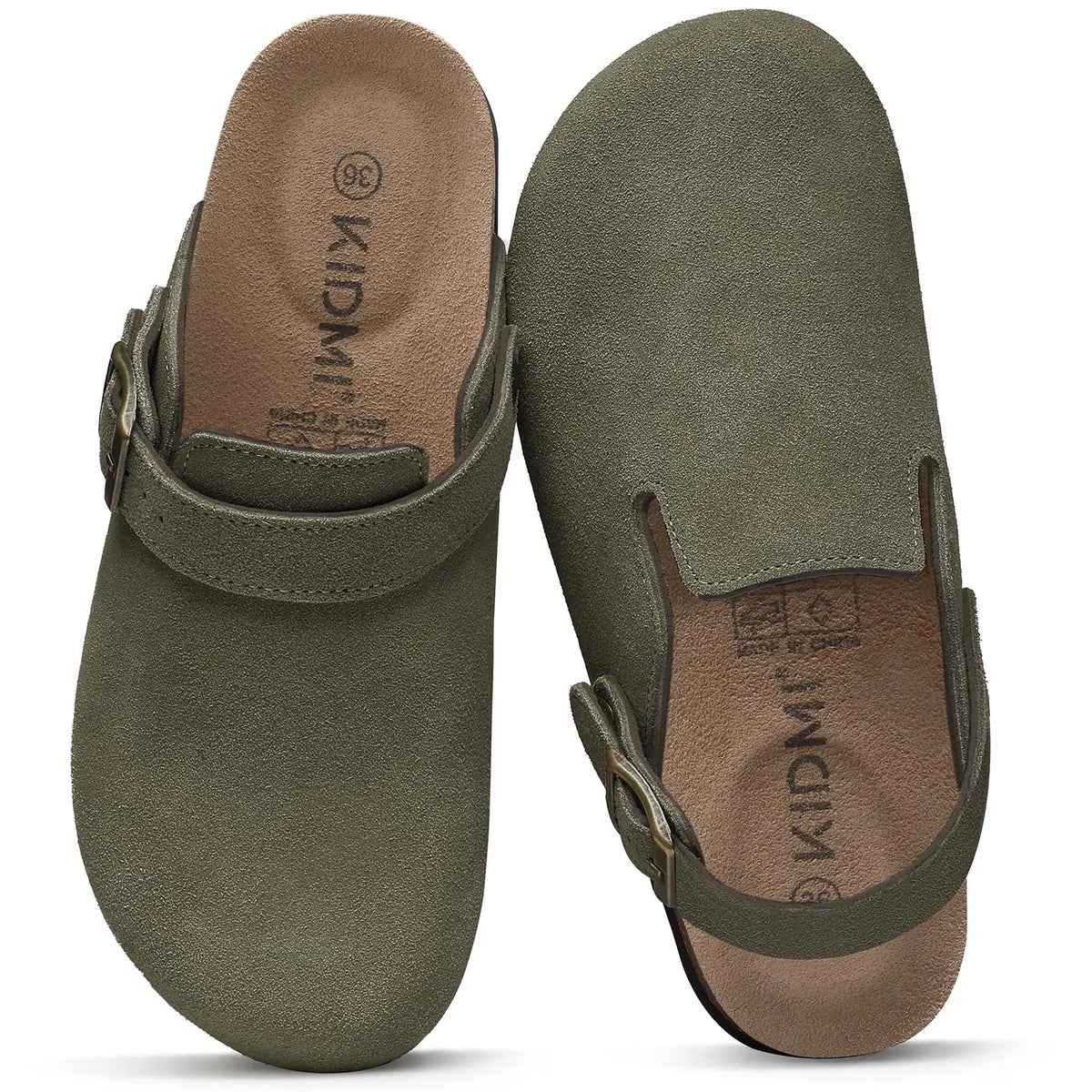 Genuine Leather Clogs with Cork Footbed for Women