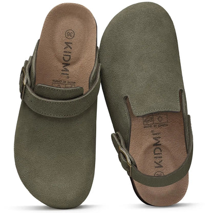 Genuine Leather Clogs with Cork Footbed for Women