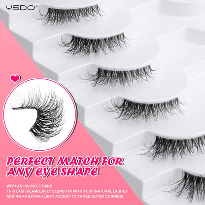 YSDO 5/10 Pairs Natural Soft Black Half Lashes