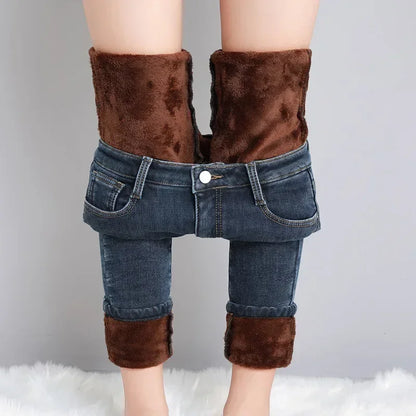 Women's Winter Plush Stretch Skinny Jeans