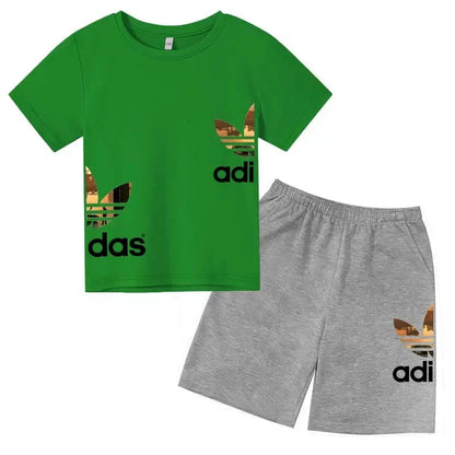 Kids Casual O-neck T-shirt and Pants Set