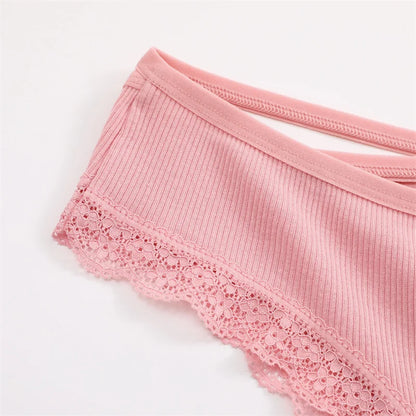 3PCS Women Cotton Lace Brazilian Panties Set S-XL