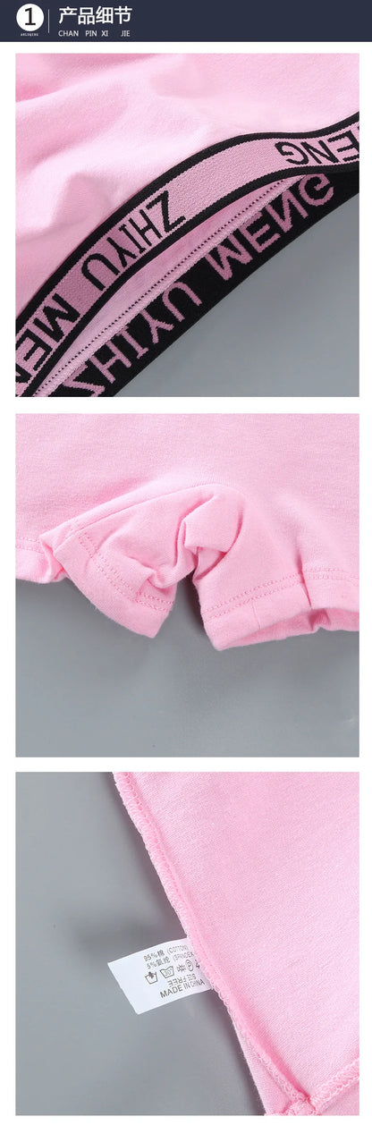 Teenage Girls Cotton Panties Solid Color Mid Waist Briefs