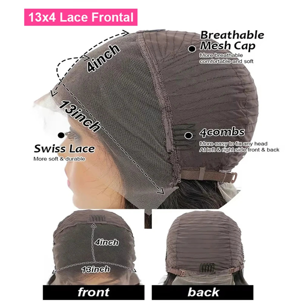 Gray Lace Front Bob Wig 100% Human Hair 13X4