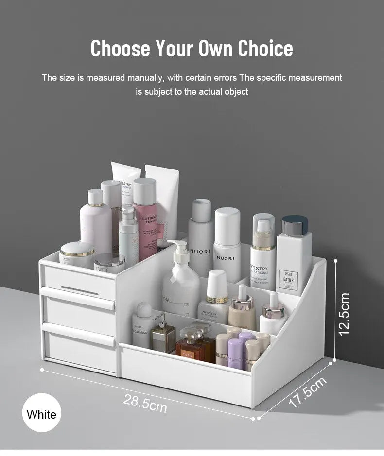 White Plastic Drawer Makeup Storage Box