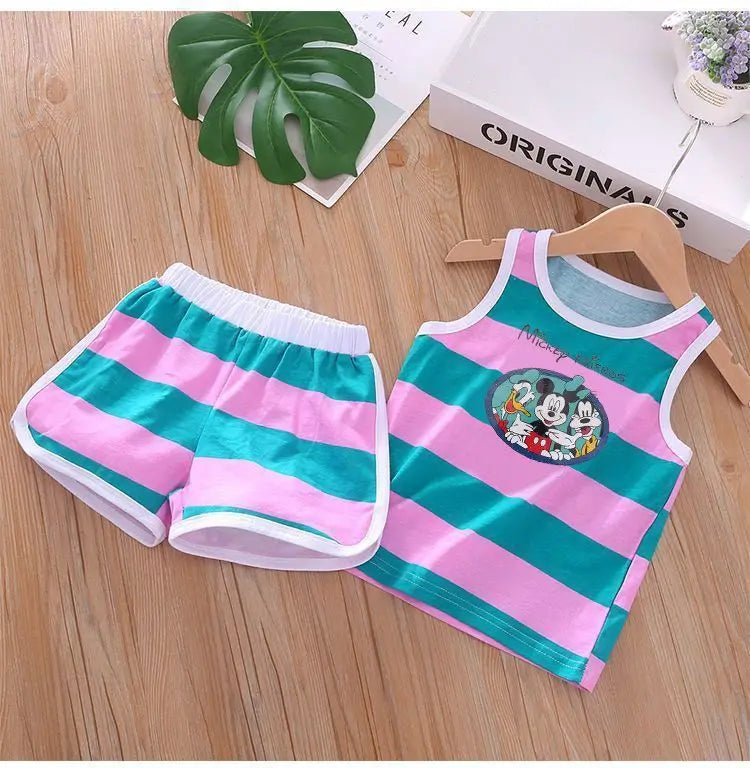 Cartoon Printed Vest and Shorts Set for Kids
