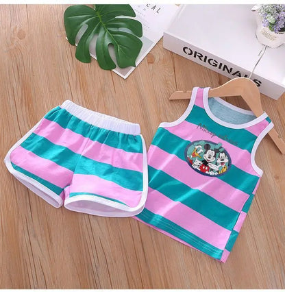 Cartoon Printed Vest and Shorts Set for Kids
