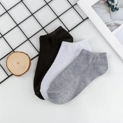 Unisex Ankle Socks Cotton Breathable Sports Black White Gray