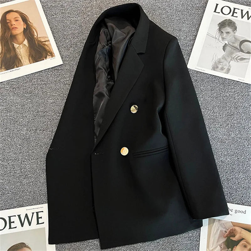 Women Double-Breasted Blazer Casual Suit Jacket