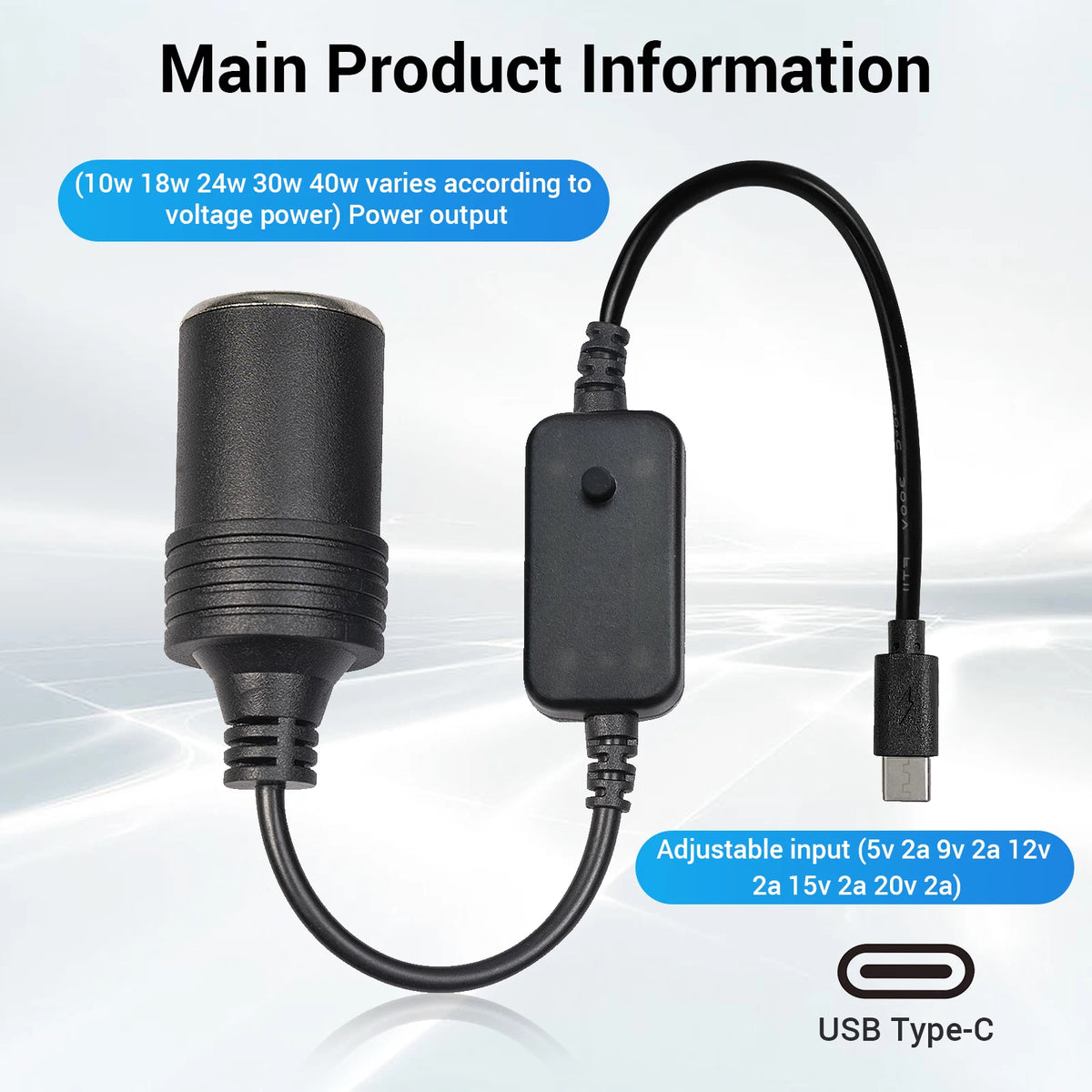 5V 2A USB to 12V Cigarette Lighter Socket Adapter