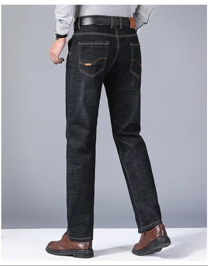 Men's Black Blue Stretch Jeans Casual Slim Fit Trousers
