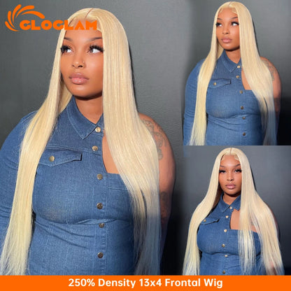 Straight 360 Lace Front Wig Human Hair Blonde 613